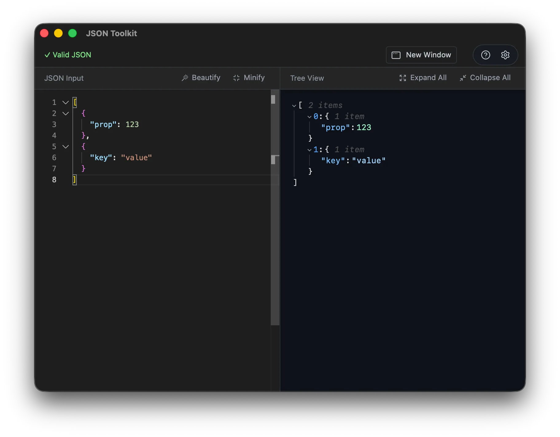 JSON Toolkit Main Window