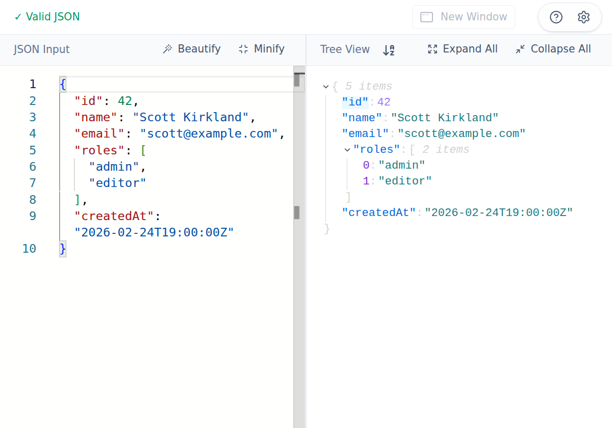 Unescaped payload restored back to editable JSON
